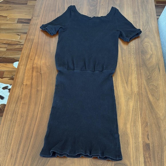 Free People Beach Ribbed Black Bodycon Dress Open Back Size Small - Picture 4 of 8